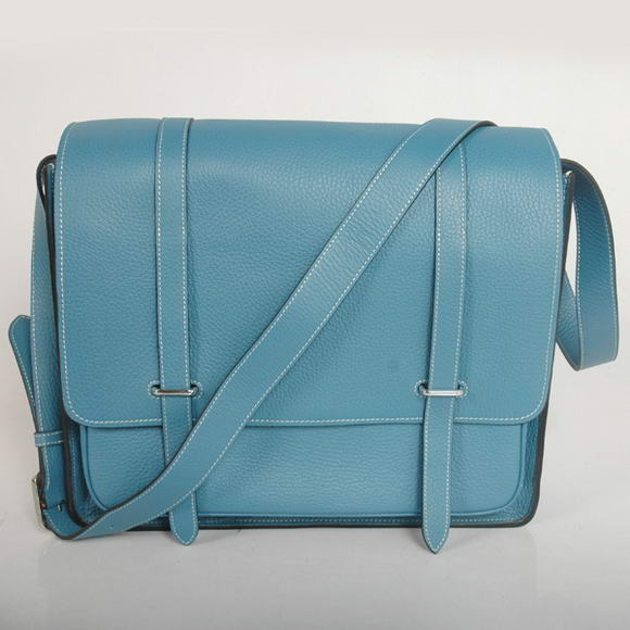 Hermes Steve 35CM Messenger Bag Clemence Leather Blue Hermes Steve 35CM Messenger Bag Clemence Leather Blue