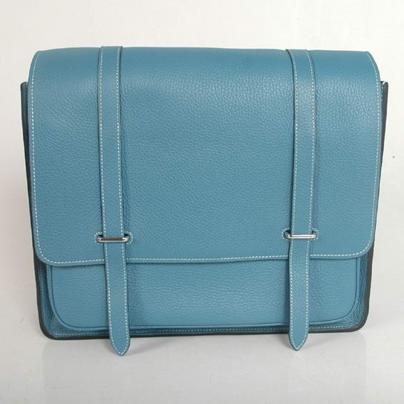 Hermes Steve 35CM Messenger Bag Clemence Leather Blue Hermes Steve 35CM Messenger Bag Clemence Leather Blue