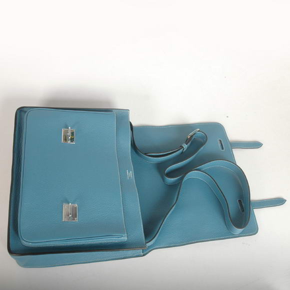 Hermes Steve 35CM Messenger Bag Clemence Leather Blue Hermes Steve 35CM Messenger Bag Clemence Leather Blue