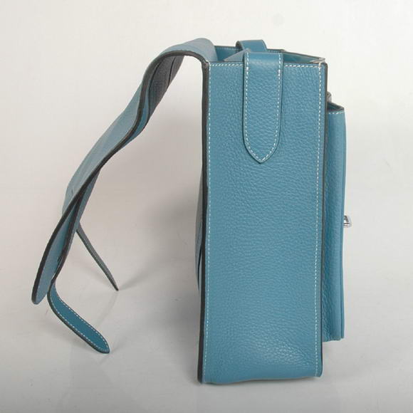 Hermes Steve 35CM Messenger Bag Clemence Leather Blue Hermes Steve 35CM Messenger Bag Clemence Leather Blue