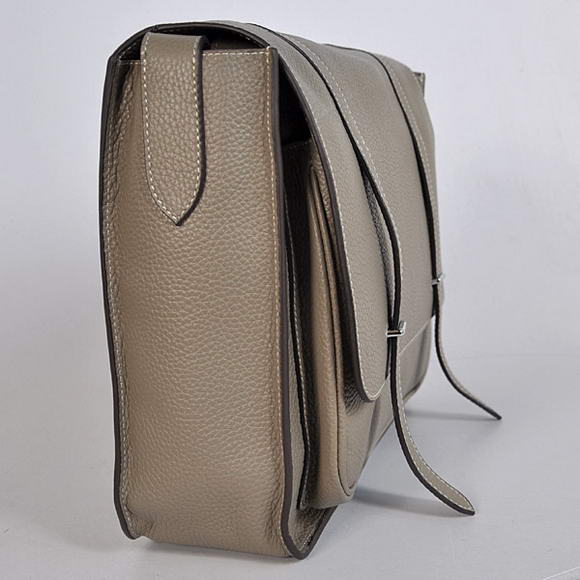 Hermes Steve 35CM Messenger Bag Clemence Leather Grey Hermes Steve 35CM Messenger Bag Clemence Leather Grey