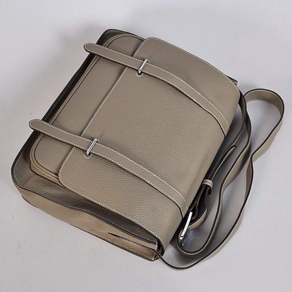 Hermes Steve 35CM Messenger Bag Clemence Leather Grey Hermes Steve 35CM Messenger Bag Clemence Leather Grey