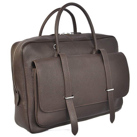 Hermes Steve 38CM Travel Bag Clemence Leather Brown Hermes Steve 38CM Travel Bag Clemence Leather Brown