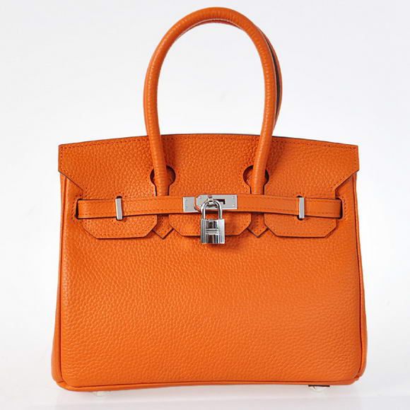 Hermes Birkin 25CM Tote Bags Togo Leather Orange Silver Hermes Birkin 25CM Tote Bags Togo Leather Orange Silver