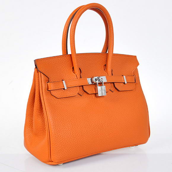 Hermes Birkin 25CM Tote Bags Togo Leather Orange Silver Hermes Birkin 25CM Tote Bags Togo Leather Orange Silver