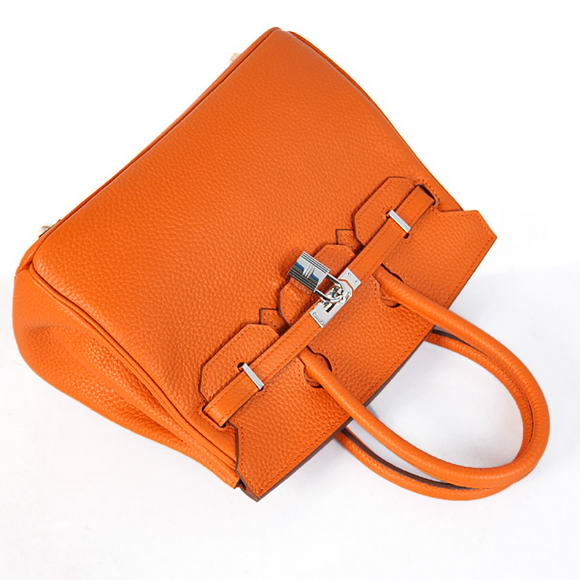 Hermes Birkin 25CM Tote Bags Togo Leather Orange Silver Hermes Birkin 25CM Tote Bags Togo Leather Orange Silver