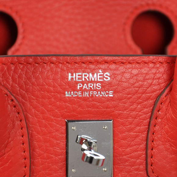 Hermes Birkin 25CM Tote Bags Togo Leather Red Silver Hermes Birkin 25CM Tote Bags Togo Leather Red Silver