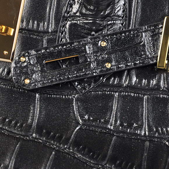 Hermes Birkin 30CM Tote Bags Black Crocodile Leather Gold Hermes Birkin 30CM Tote Bags Black Crocodile Leather Gold