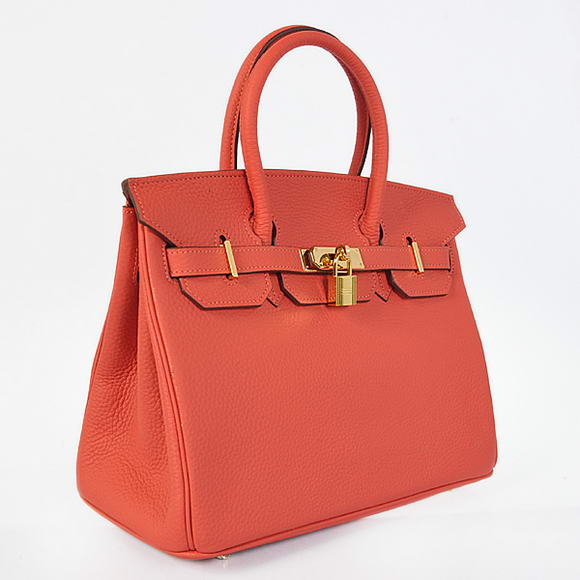 Hermes Birkin 30CM Tote Bags Pompadour Grain Leather Gold Hermes Birkin 30CM Tote Bags Pompadour Grain Leather Gold