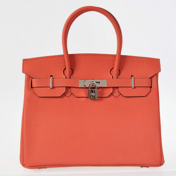 Hermes Birkin 30CM Tote Bags Pompadour Grain Leather Silver Hermes Birkin 30CM Tote Bags Pompadour Grain Leather Silver