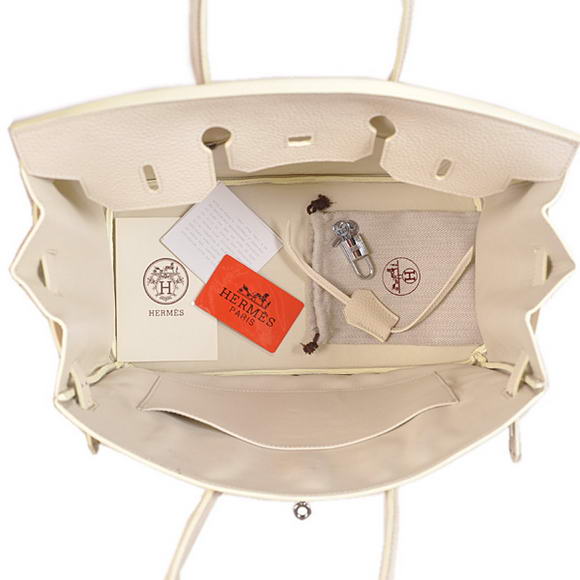 Hermes Birkin 35CM Tote Bags Togo Leather Beige Silver Hermes Birkin 35CM Tote Bags Togo Leather Beige Silver