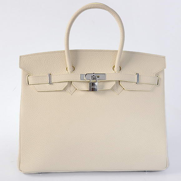 Hermes Birkin 35CM Tote Bags Togo Leather Beige Silver Hermes Birkin 35CM Tote Bags Togo Leather Beige Silver