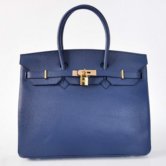 Hermes Birkin 35CM Tote Bags Togo Leather Dark Blue Golden Hermes Birkin 35CM Tote Bags Togo Leather Dark Blue Golden