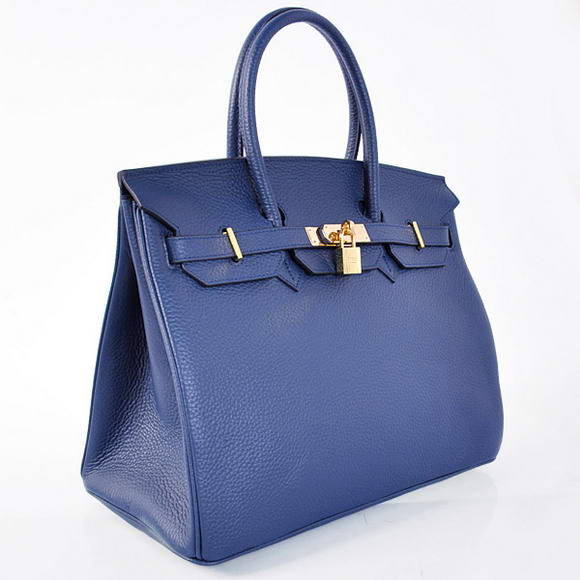 Hermes Birkin 35CM Tote Bags Togo Leather Dark Blue Golden Hermes Birkin 35CM Tote Bags Togo Leather Dark Blue Golden