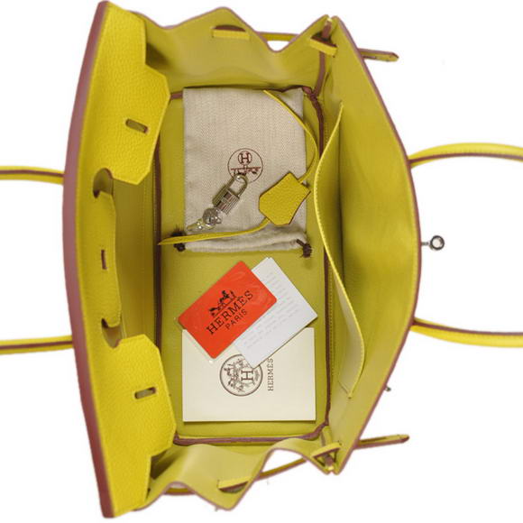 Hermes Birkin 35CM Tote Bags Togo Leather Lemon Silver Hermes Birkin 35CM Tote Bags Togo Leather Lemon Silver