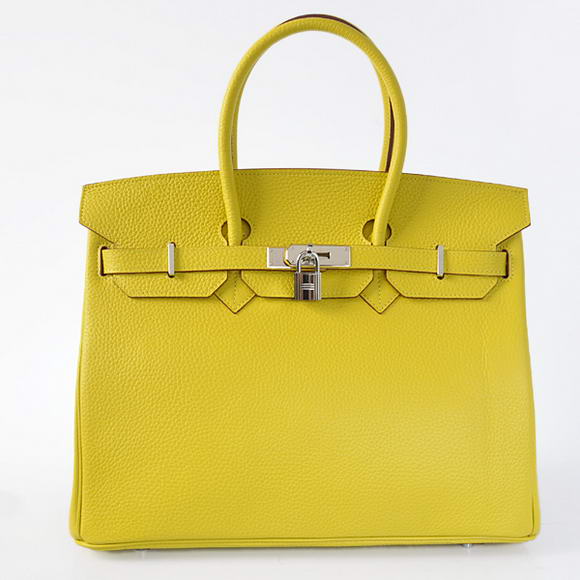 Hermes Birkin 35CM Tote Bags Togo Leather Lemon Silver Hermes Birkin 35CM Tote Bags Togo Leather Lemon Silver