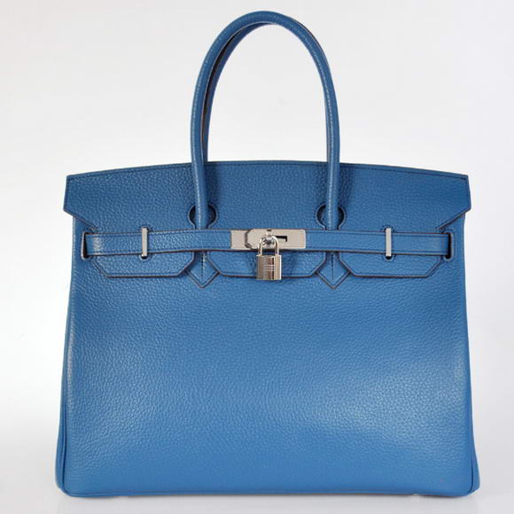 Hermes Birkin 35CM Tote Bags Togo Leather Mid Blue Silver Hermes Birkin 35CM Tote Bags Togo Leather Mid Blue Silver