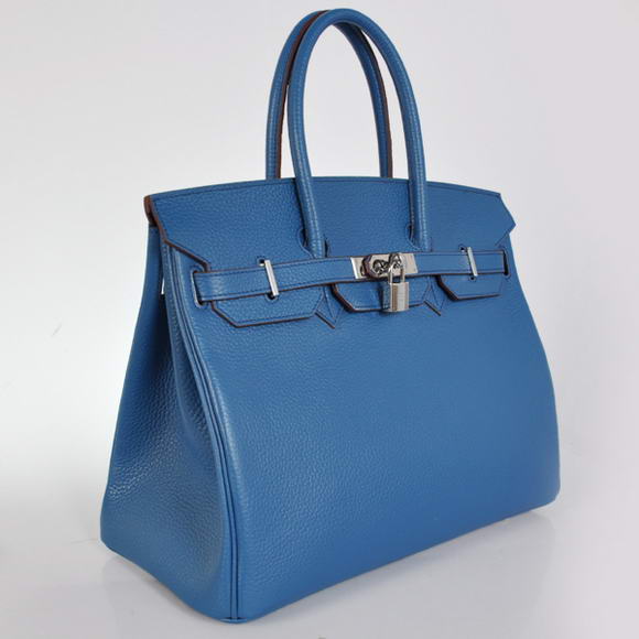 Hermes Birkin 35CM Tote Bags Togo Leather Mid Blue Silver Hermes Birkin 35CM Tote Bags Togo Leather Mid Blue Silver