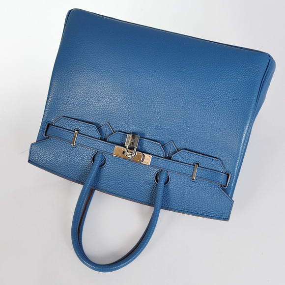 Hermes Birkin 35CM Tote Bags Togo Leather Mid Blue Silver Hermes Birkin 35CM Tote Bags Togo Leather Mid Blue Silver