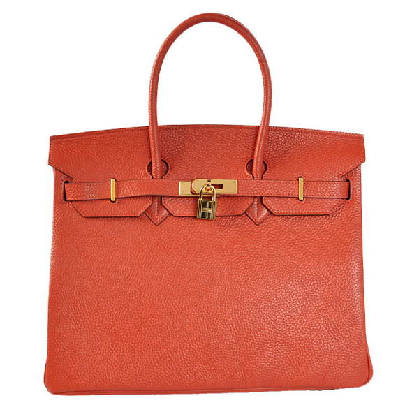 Hermes Birkin 35CM Tote Bags Togo Leather Mid Red Golden
