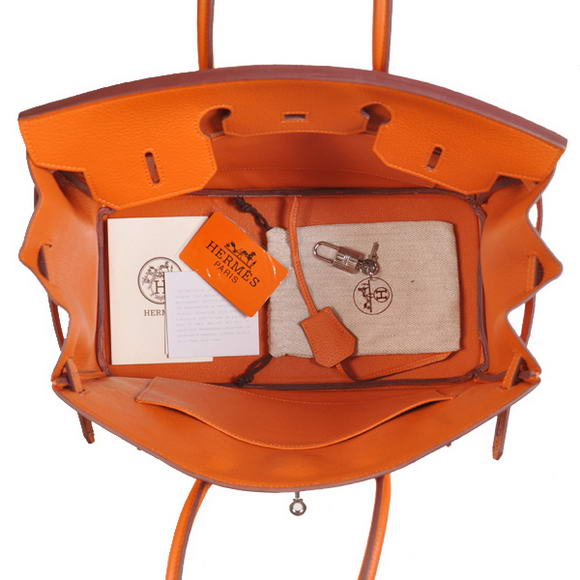 Hermes Birkin 35CM Tote Bags Togo Leather Orange Silver Hermes Birkin 35CM Tote Bags Togo Leather Orange Silver