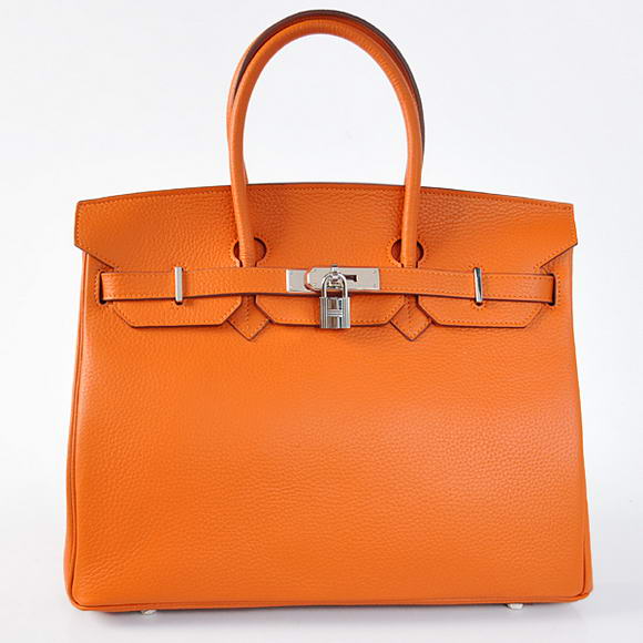 Hermes Birkin 35CM Tote Bags Togo Leather Orange Silver Hermes Birkin 35CM Tote Bags Togo Leather Orange Silver