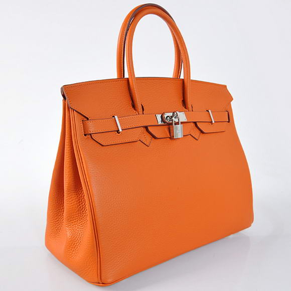 Hermes Birkin 35CM Tote Bags Togo Leather Orange Silver Hermes Birkin 35CM Tote Bags Togo Leather Orange Silver