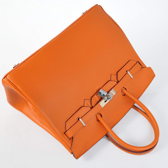 Hermes Birkin 35CM Tote Bags Togo Leather Orange Silver Hermes Birkin 35CM Tote Bags Togo Leather Orange Silver