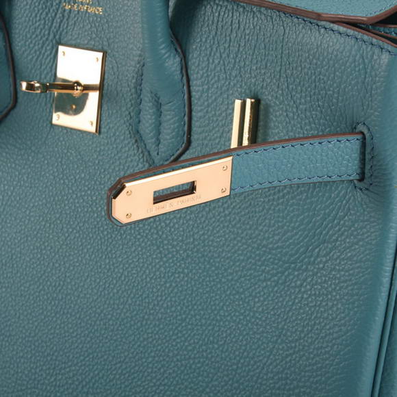 Hermes Birkin 35CM Smooth Leather Handbag 6089 Blue Golden Hermes Birkin 35CM Smooth Leather Handbag 6089 Blue Golden