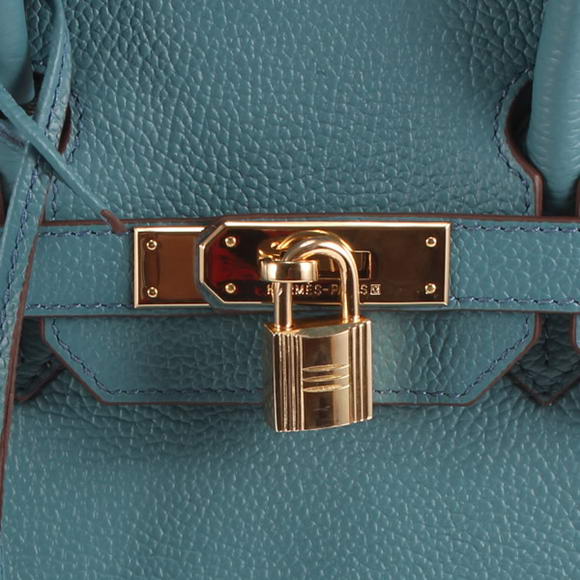 Hermes Birkin 35CM Smooth Leather Handbag 6089 Blue Golden Hermes Birkin 35CM Smooth Leather Handbag 6089 Blue Golden