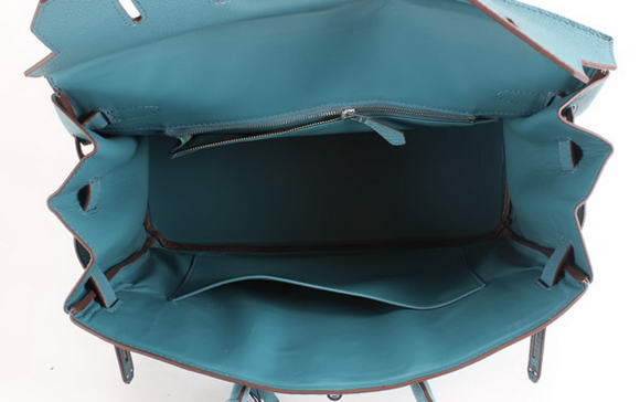 Hermes Birkin 35CM Smooth Leather Handbag 6089 Blue Silver Hermes Birkin 35CM Smooth Leather Handbag 6089 Blue Silver