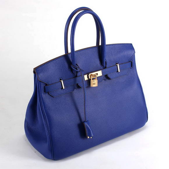 Hermes Birkin 35CM Smooth Leather Handbag 6089 Dark Blue Golden Hermes Birkin 35CM Smooth Leather Handbag 6089 Dark Blue Golden