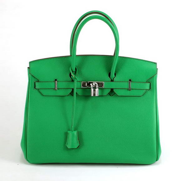 Hermes Birkin 35CM Smooth Leather Handbag 6089 Dark Green Silver Hermes Birkin 35CM Smooth Leather Handbag 6089 Dark Green Silver