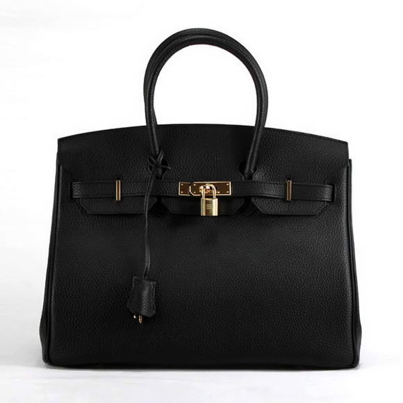 Hermes Birkin 35CM Togo Leather Handbag 6089 Black Golden Hermes Birkin 35CM Togo Leather Handbag 6089 Black Golden