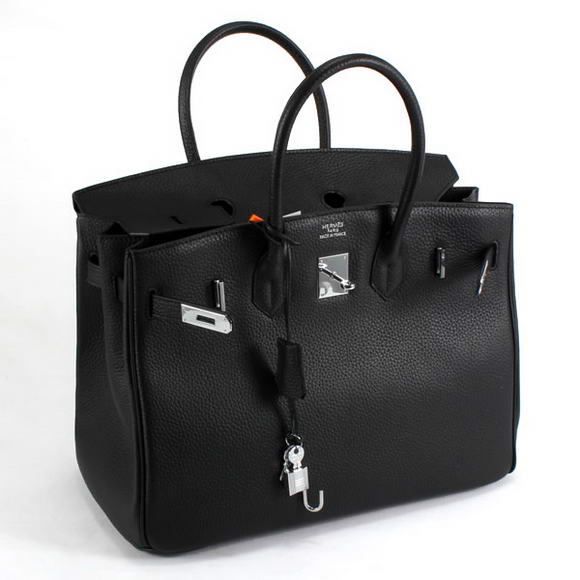 Hermes Birkin 35CM Togo Leather Handbag 6089 Black Silver Hermes Birkin 35CM Togo Leather Handbag 6089 Black Silver