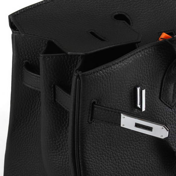 Hermes Birkin 35CM Togo Leather Handbag 6089 Black Silver Hermes Birkin 35CM Togo Leather Handbag 6089 Black Silver