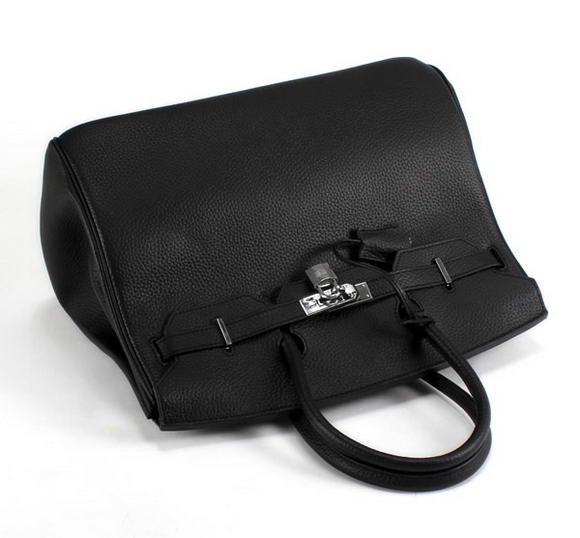Hermes Birkin 35CM Togo Leather Handbag 6089 Black Silver Hermes Birkin 35CM Togo Leather Handbag 6089 Black Silver