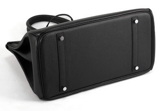 Hermes Birkin 35CM Togo Leather Handbag 6089 Black Silver Hermes Birkin 35CM Togo Leather Handbag 6089 Black Silver