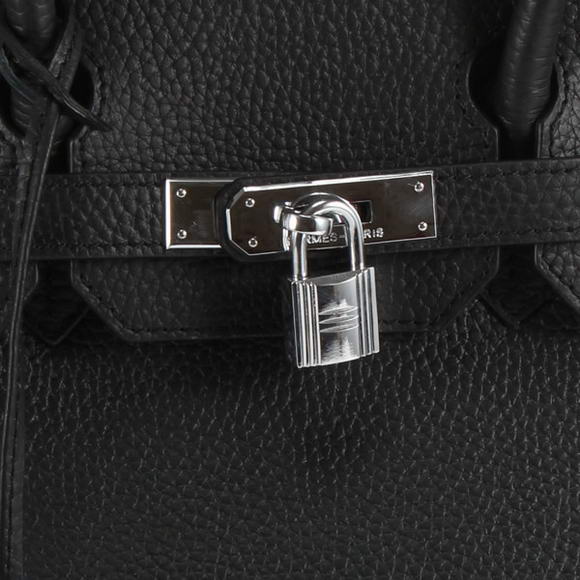 Hermes Birkin 35CM Togo Leather Handbag 6089 Black Silver Hermes Birkin 35CM Togo Leather Handbag 6089 Black Silver