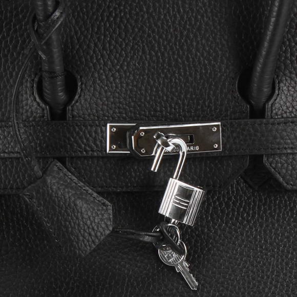 Hermes Birkin 35CM Togo Leather Handbag 6089 Black Silver Hermes Birkin 35CM Togo Leather Handbag 6089 Black Silver