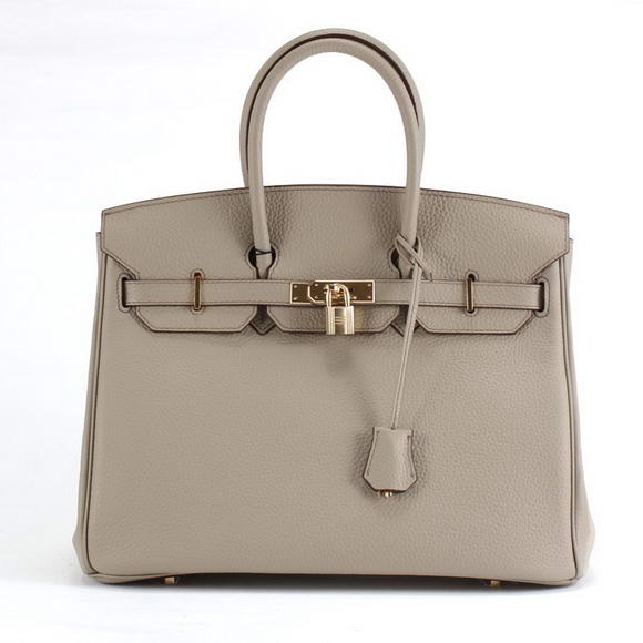 Hermes Birkin 35CM Togo Leather Handbag 6089 Light Grey Golden Hermes Birkin 35CM Togo Leather Handbag 6089 Light Grey Golden