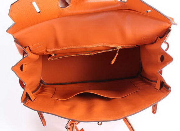 Hermes Birkin 35CM Togo Leather Handbag 6089 Orange Golden Hermes Birkin 35CM Togo Leather Handbag 6089 Orange Golden
