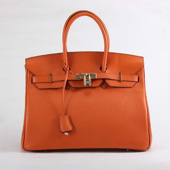 Hermes Birkin 35CM Togo Leather Handbag 6089 Orange Golden Hermes Birkin 35CM Togo Leather Handbag 6089 Orange Golden
