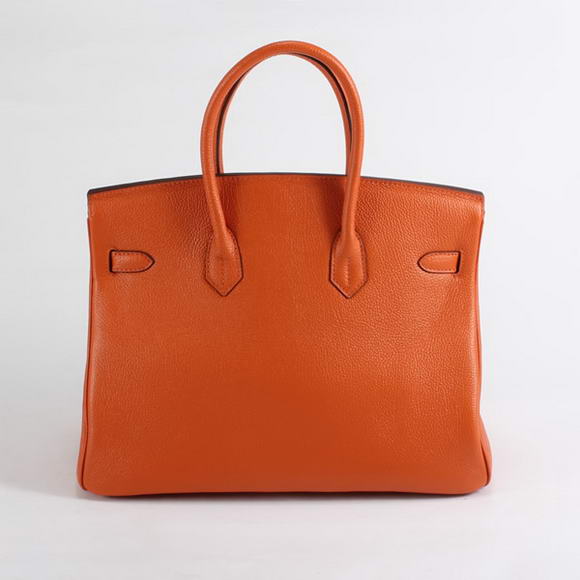 Hermes Birkin 35CM Togo Leather Handbag 6089 Orange Golden Hermes Birkin 35CM Togo Leather Handbag 6089 Orange Golden