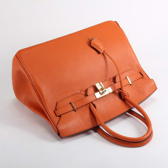 Hermes Birkin 35CM Togo Leather Handbag 6089 Orange Golden Hermes Birkin 35CM Togo Leather Handbag 6089 Orange Golden