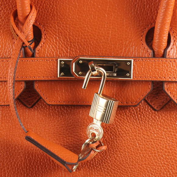 Hermes Birkin 35CM Togo Leather Handbag 6089 Orange Golden Hermes Birkin 35CM Togo Leather Handbag 6089 Orange Golden