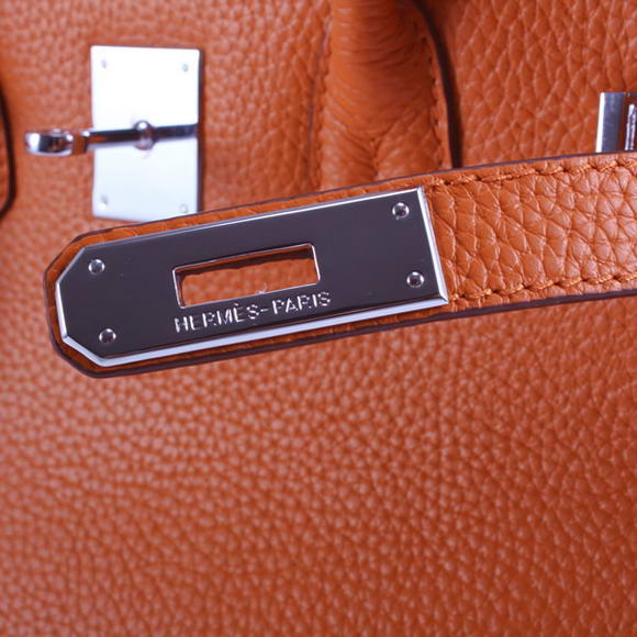 Hermes Birkin 35CM Togo Leather Handbag 6089 Orange Silver Hermes Birkin 35CM Togo Leather Handbag 6089 Orange Silver