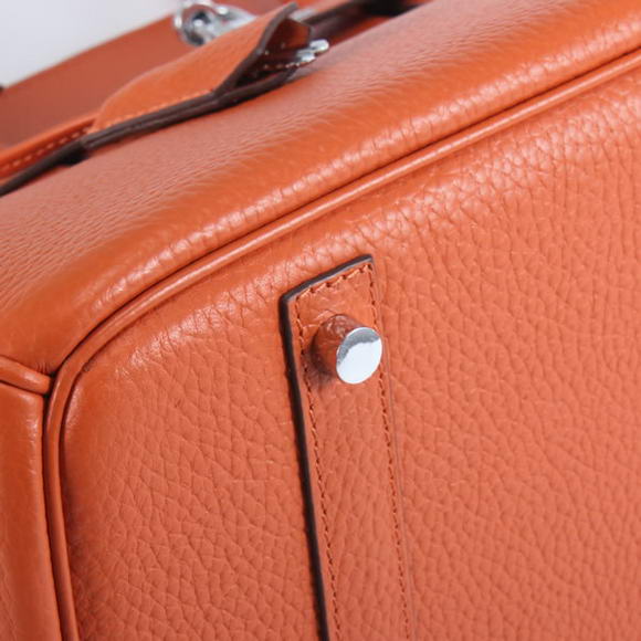 Hermes Birkin 35CM Togo Leather Handbag 6089 Orange Silver Hermes Birkin 35CM Togo Leather Handbag 6089 Orange Silver
