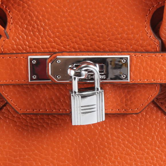 Hermes Birkin 35CM Togo Leather Handbag 6089 Orange Silver Hermes Birkin 35CM Togo Leather Handbag 6089 Orange Silver