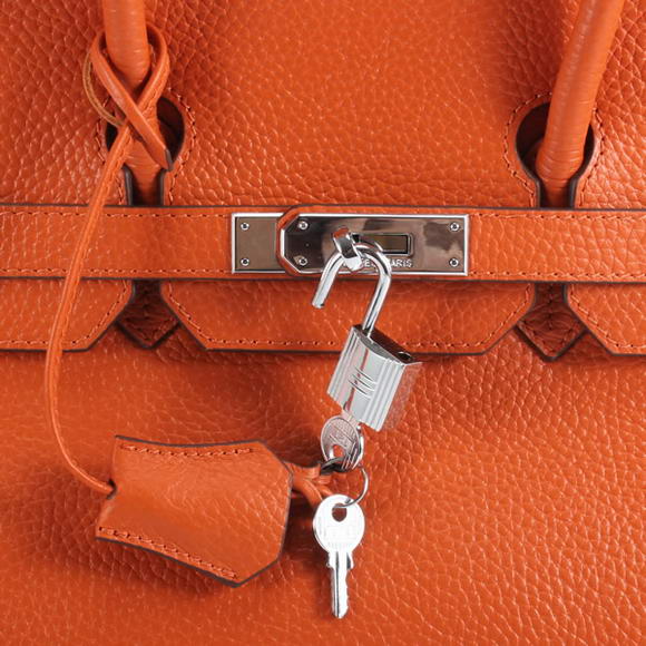 Hermes Birkin 35CM Togo Leather Handbag 6089 Orange Silver Hermes Birkin 35CM Togo Leather Handbag 6089 Orange Silver